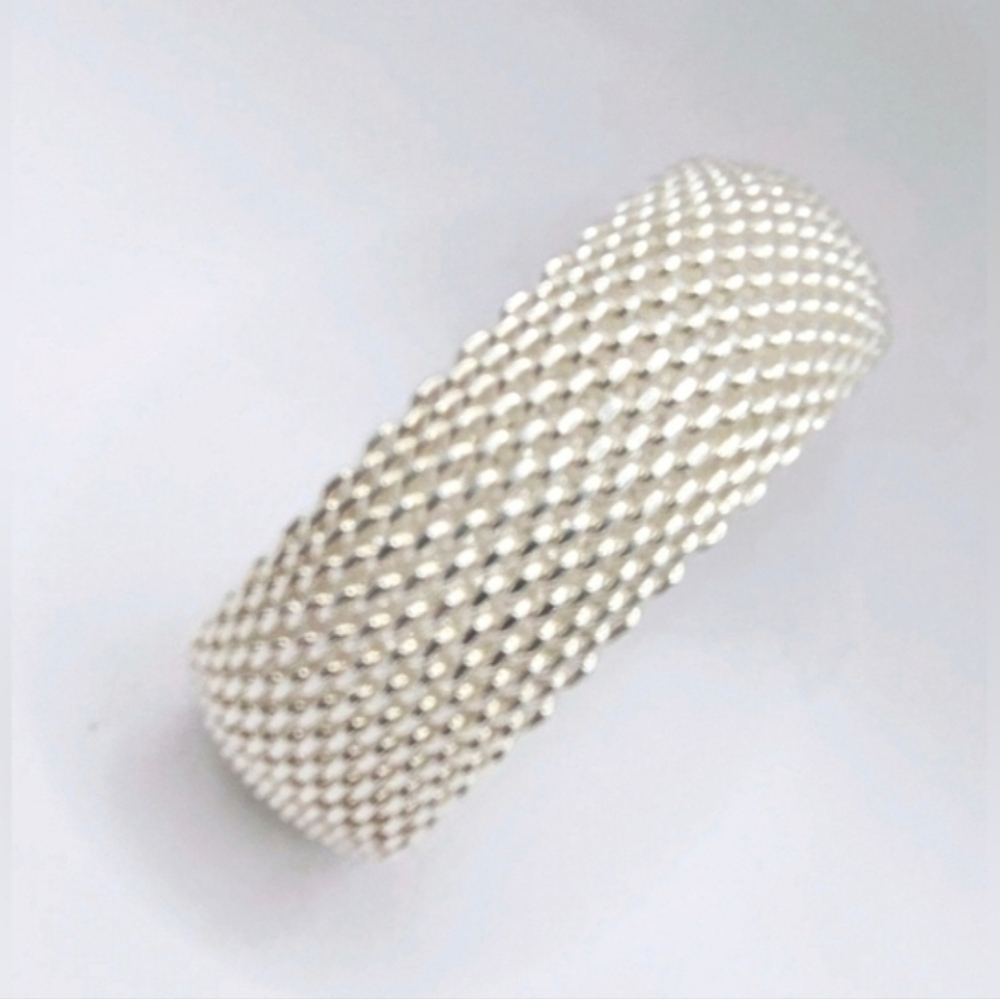Tiffany & Co Sterling Silver Mesh Bracelet 925 Wide Woven Designer - Picture 4 of 11